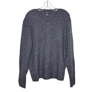 Black Brown 1826 Grey Long Sleeve Pullover Sweater Size L Lambswool Ribbed Knit